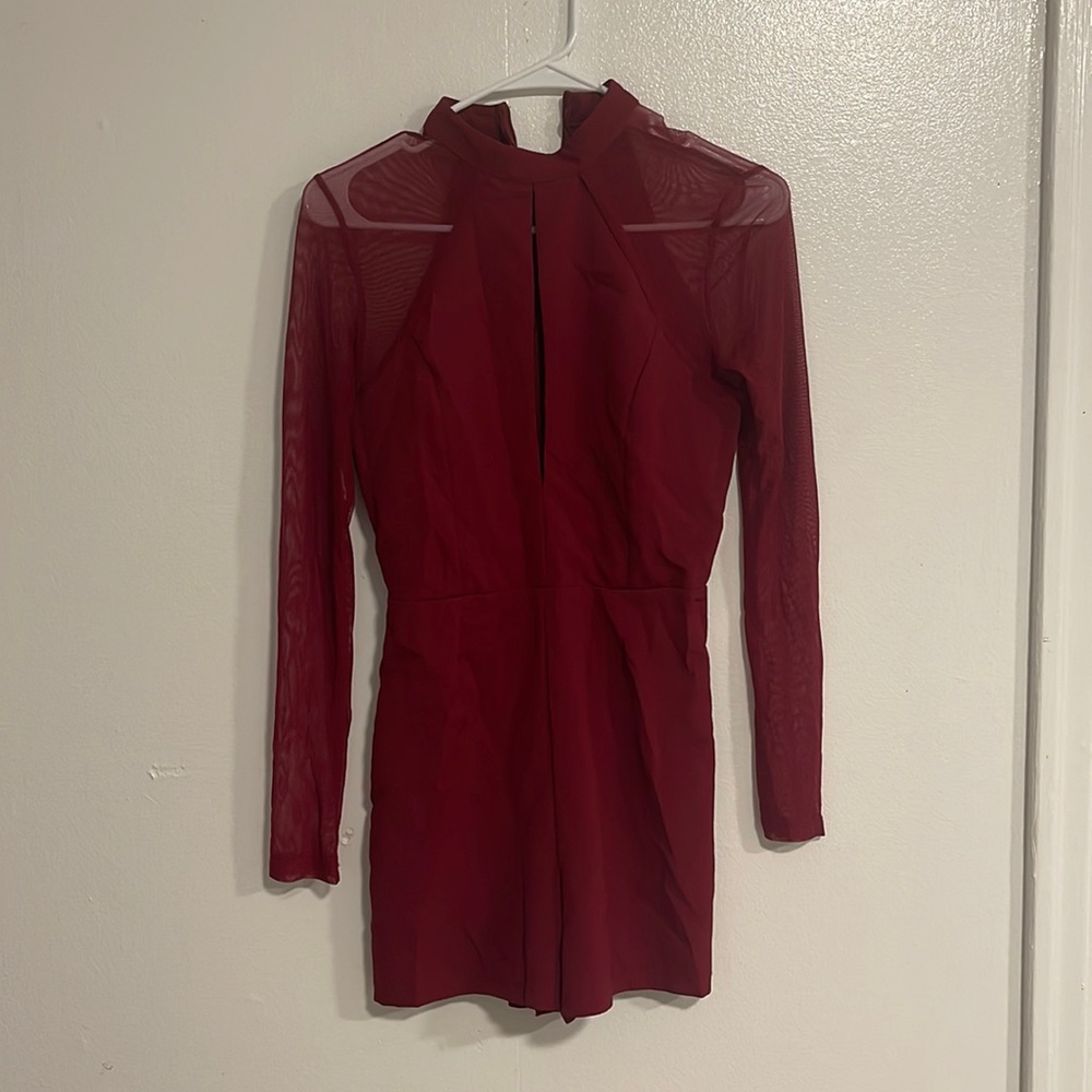 Charlotte Russe Burgendy Red Sheer Romper